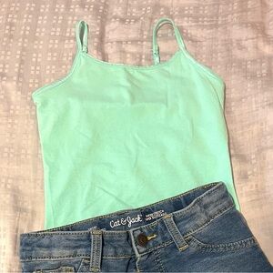 Aqua Tank Top Girls 7/8 Spaghetti Strap So āCutest Camiā Lined Built-in Bra